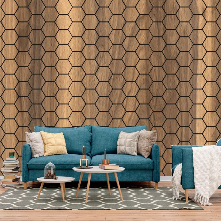 Acoustic Panel Hexagon Walnut 567x693x18mm